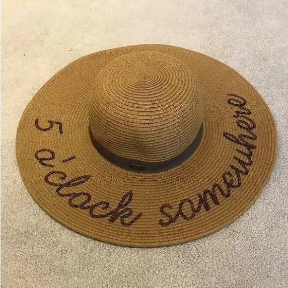 Sun ‘n’ Sand HEADWEAR ‘5 O’clock Somewhere’ Brown Wide Brim Hat NWOT - Picture 5 of 6